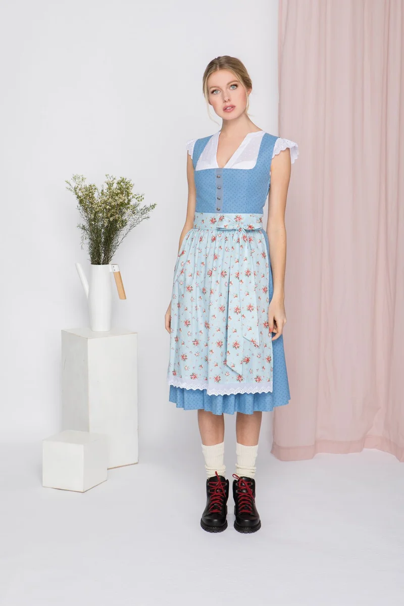 BW DIRNDL VINTAGE FLOWERS PASTELLBLAU