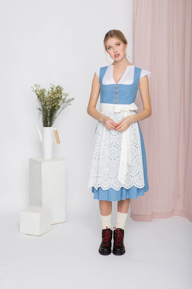 BW DIRNDL VINTAGE FLOWERS PASTELLBLAU