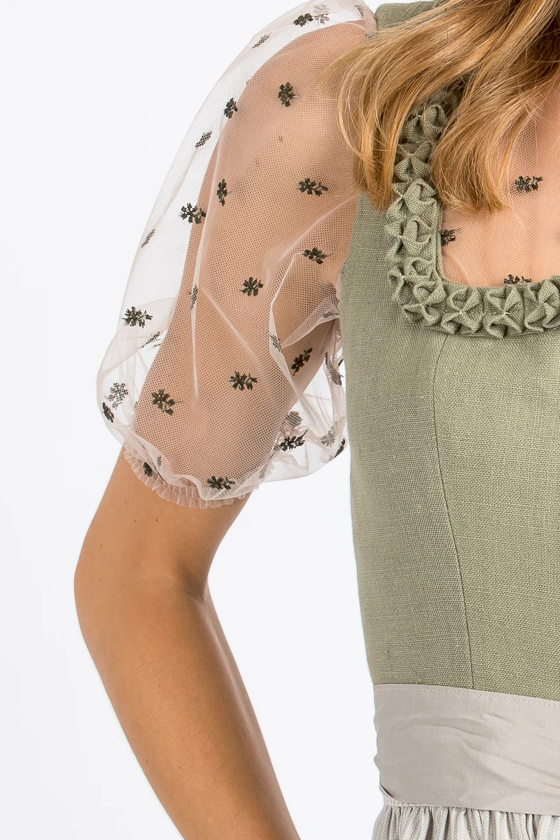 Wenger Dirndlbluse Isabella Bestickt Oliv