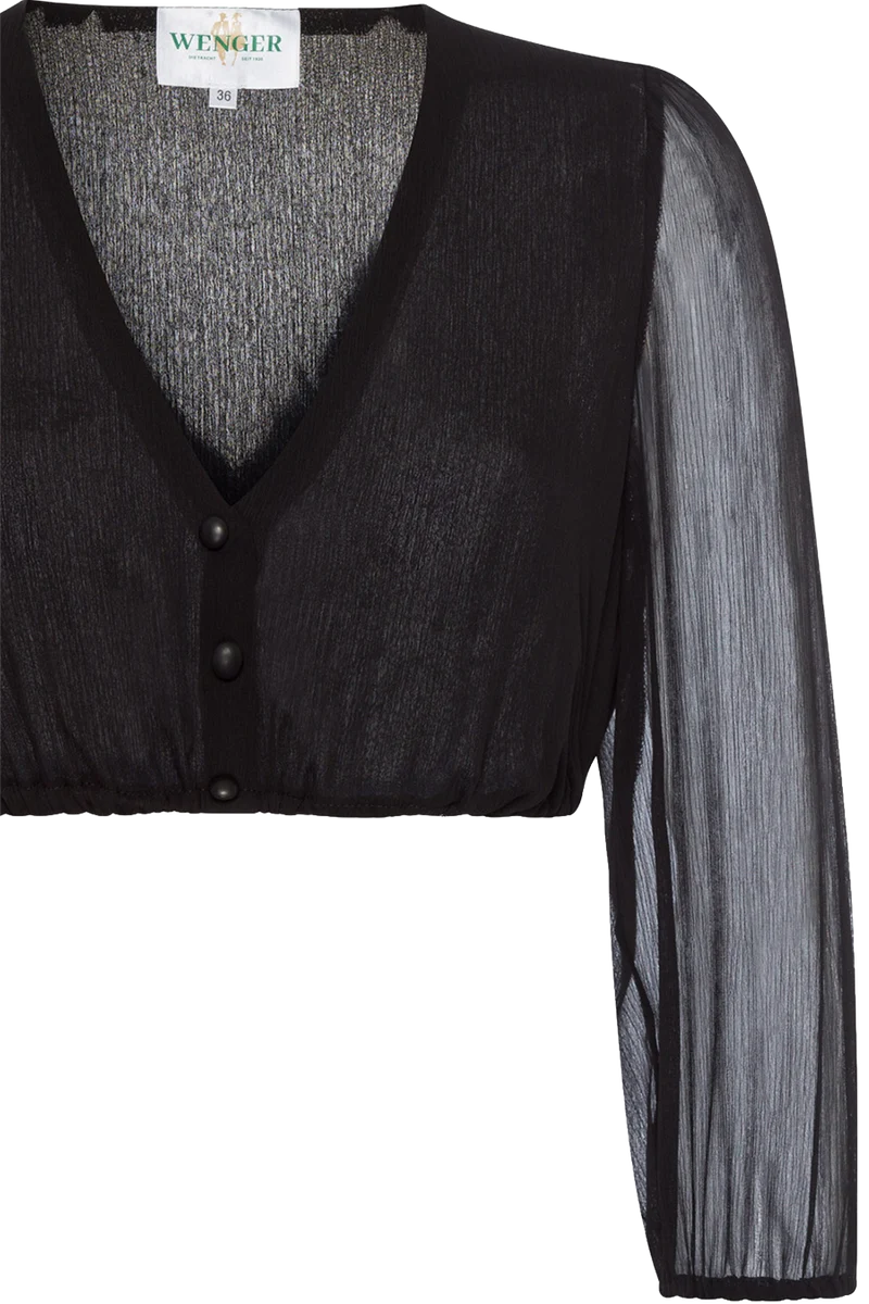 Dirndlbluse mit 3/4-Arm - schwarz
