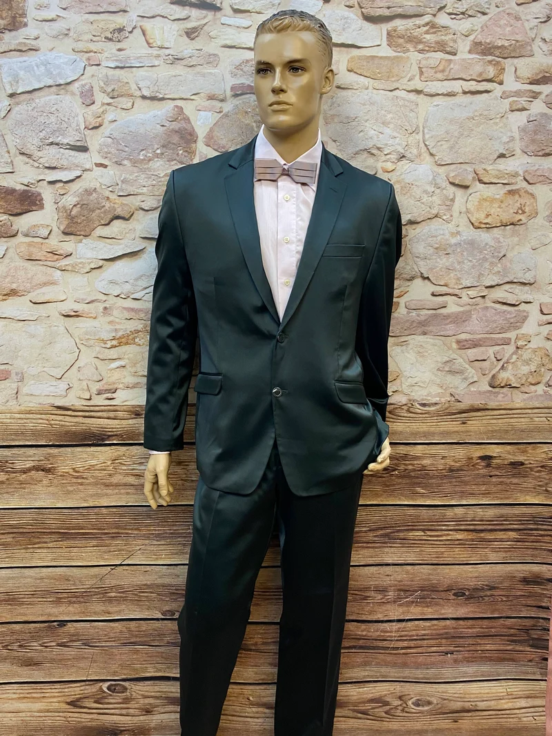 Herren Anzug Set Gr. 54 schwarz mit Vintage-Hemd & Fliege