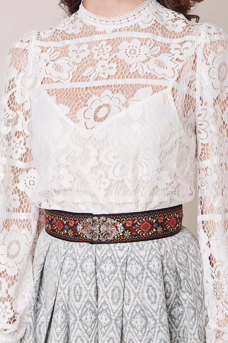 Trachtenbluse Loredina ecru Spitze