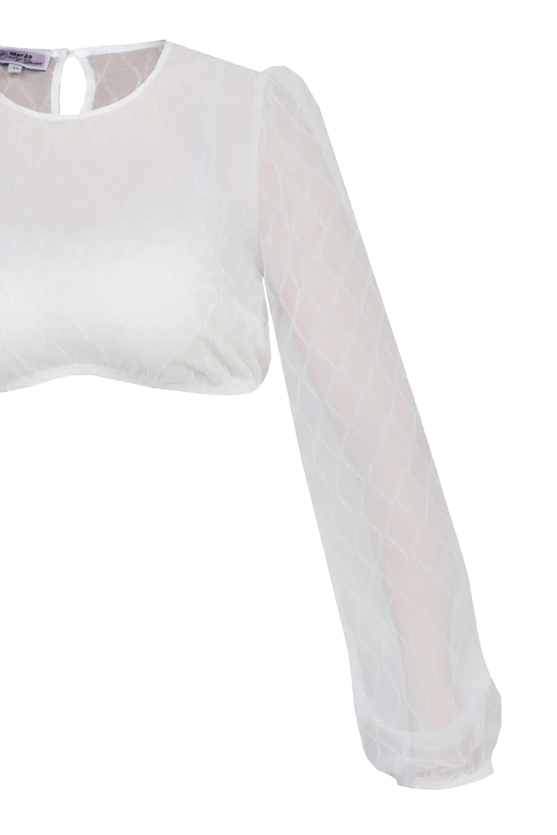 Dirndlbluse mit Puffärmeln - offwhite
