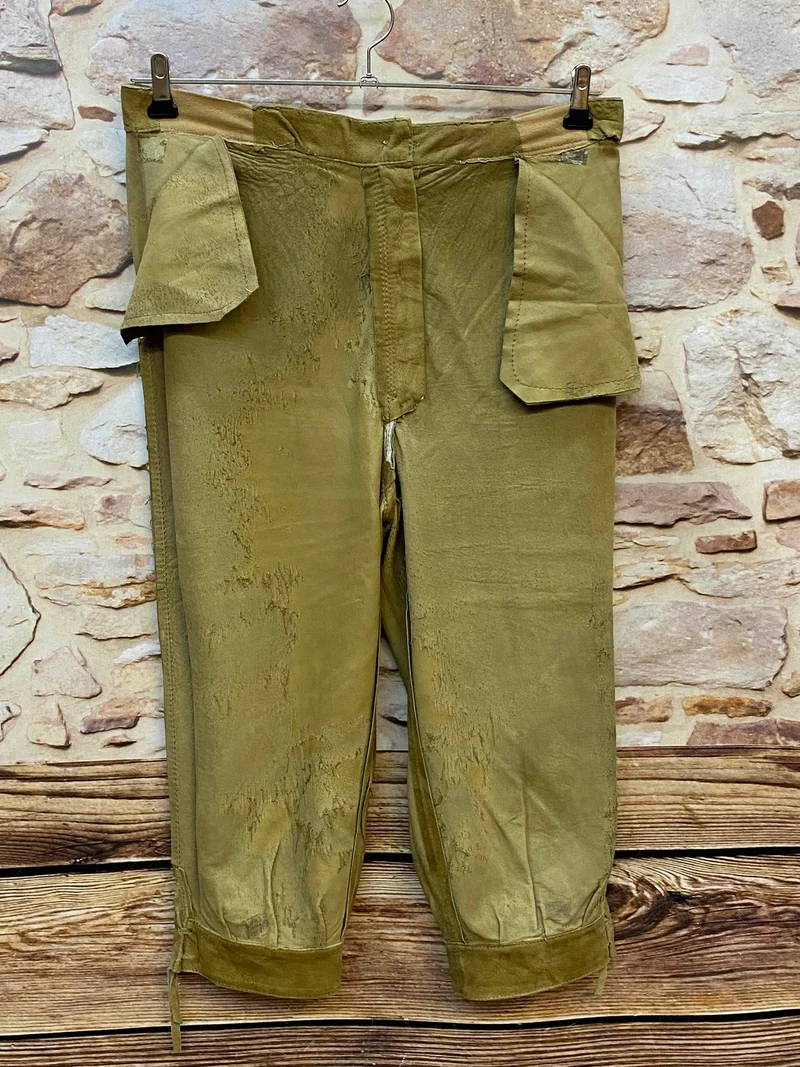 Vintage Damen Kniebundlederhose Gr. 42 oliv – 3/4-Länge