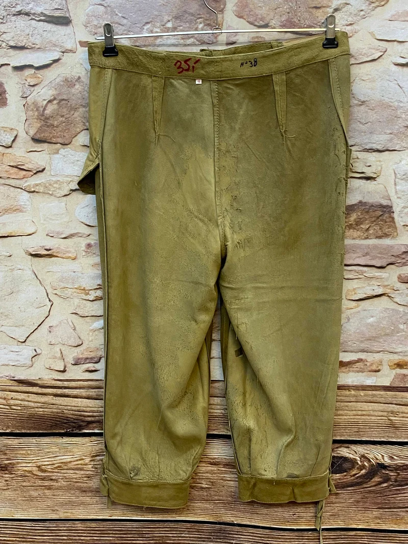 Vintage Damen Kniebundlederhose Gr. 42 oliv – 3/4-Länge