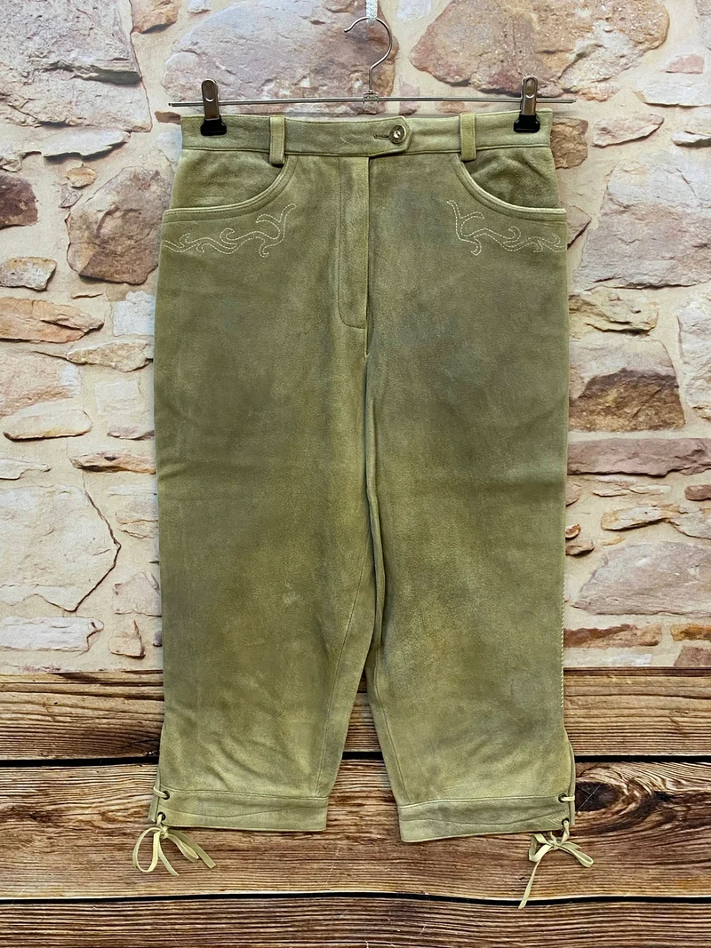 Damen Trachtenlederhose Kniebund Gr. 38 – Spieth & Wensky – olivgrün