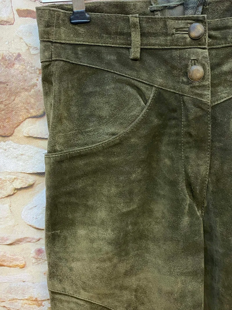 Damen Trachtenlederhose 3/4 Gr. 40 olivgrün
