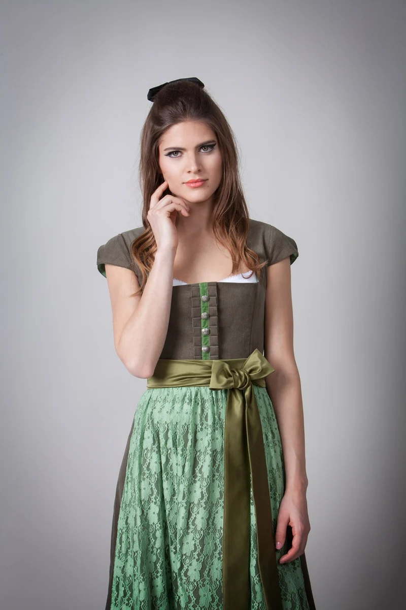 FEINCORD DIRNDL KHAKI/MINT