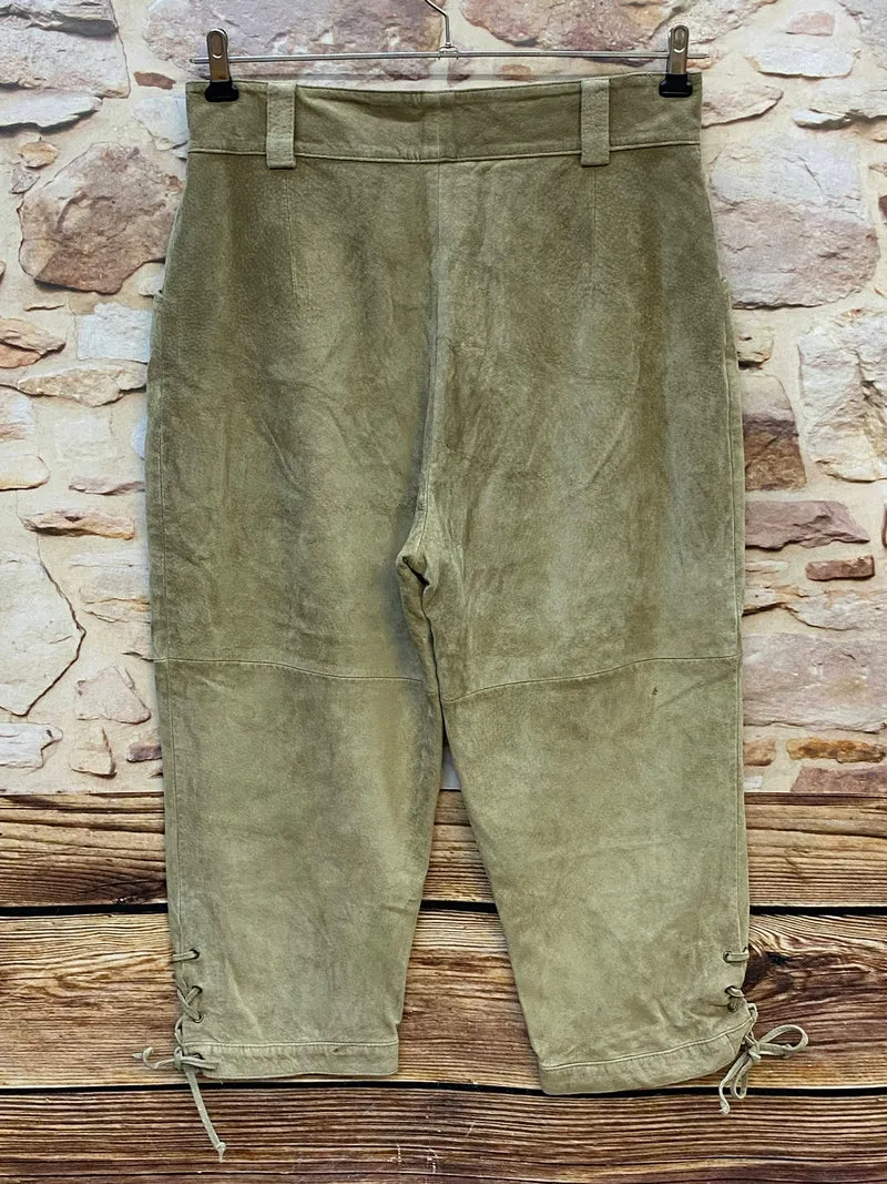 Damen Trachtenlederhose 3/4 Vintage Gr. 40 Beige