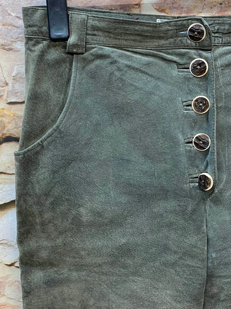 Damen Trachtenlederhose Vintage Gr. 44 Olivgrün
