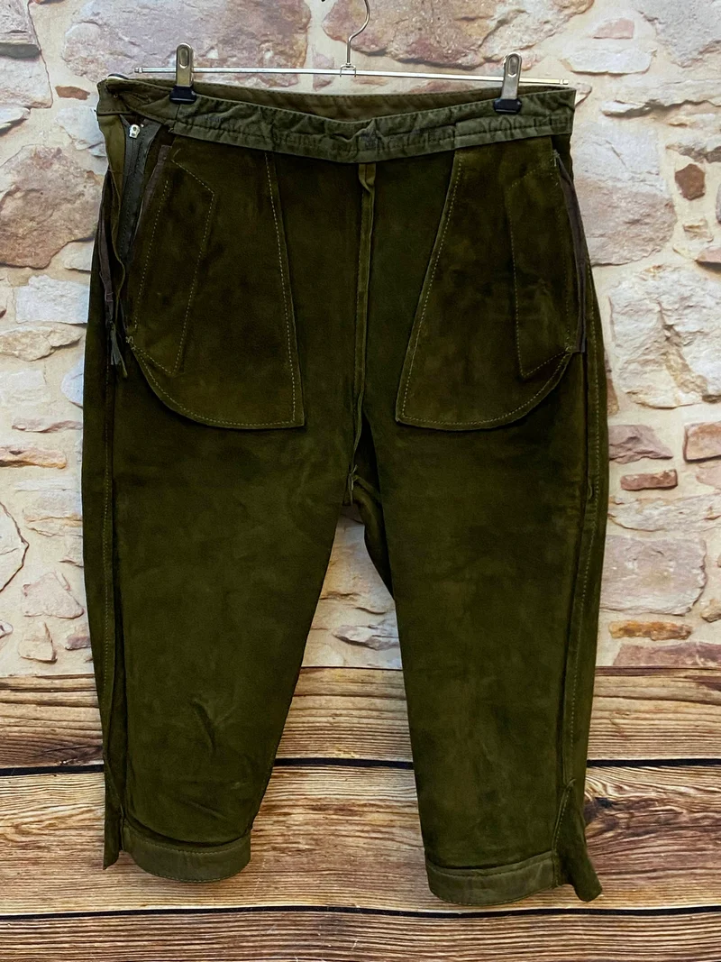 Vintage Damen Kniebundlederhose Olivgrün – ca. Gr. 44