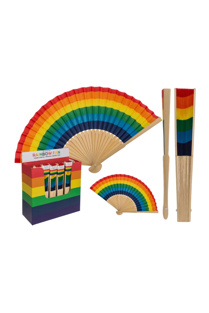 Fächer aus Bambus - Regenbogenfarben - ca. 21 cm