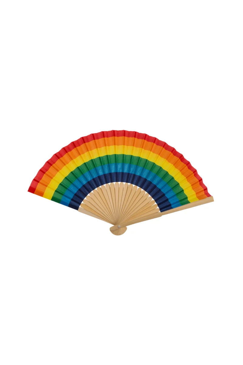 Fächer aus Bambus - Regenbogenfarben - ca. 21 cm