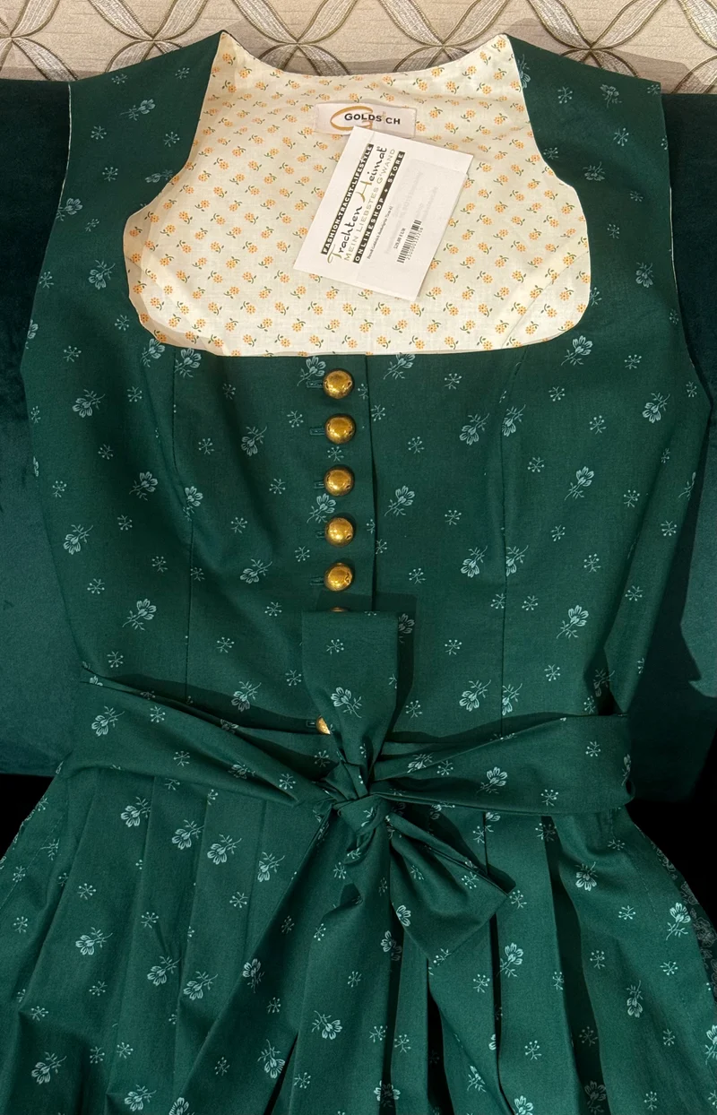 Dirndl Goldstich dunkelgrün 75cm