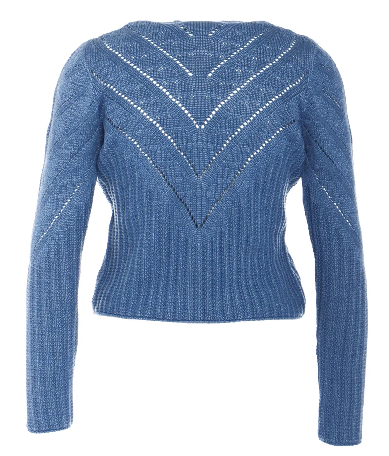 Hochgeschlossene Strickjacke mit Ajourmuster