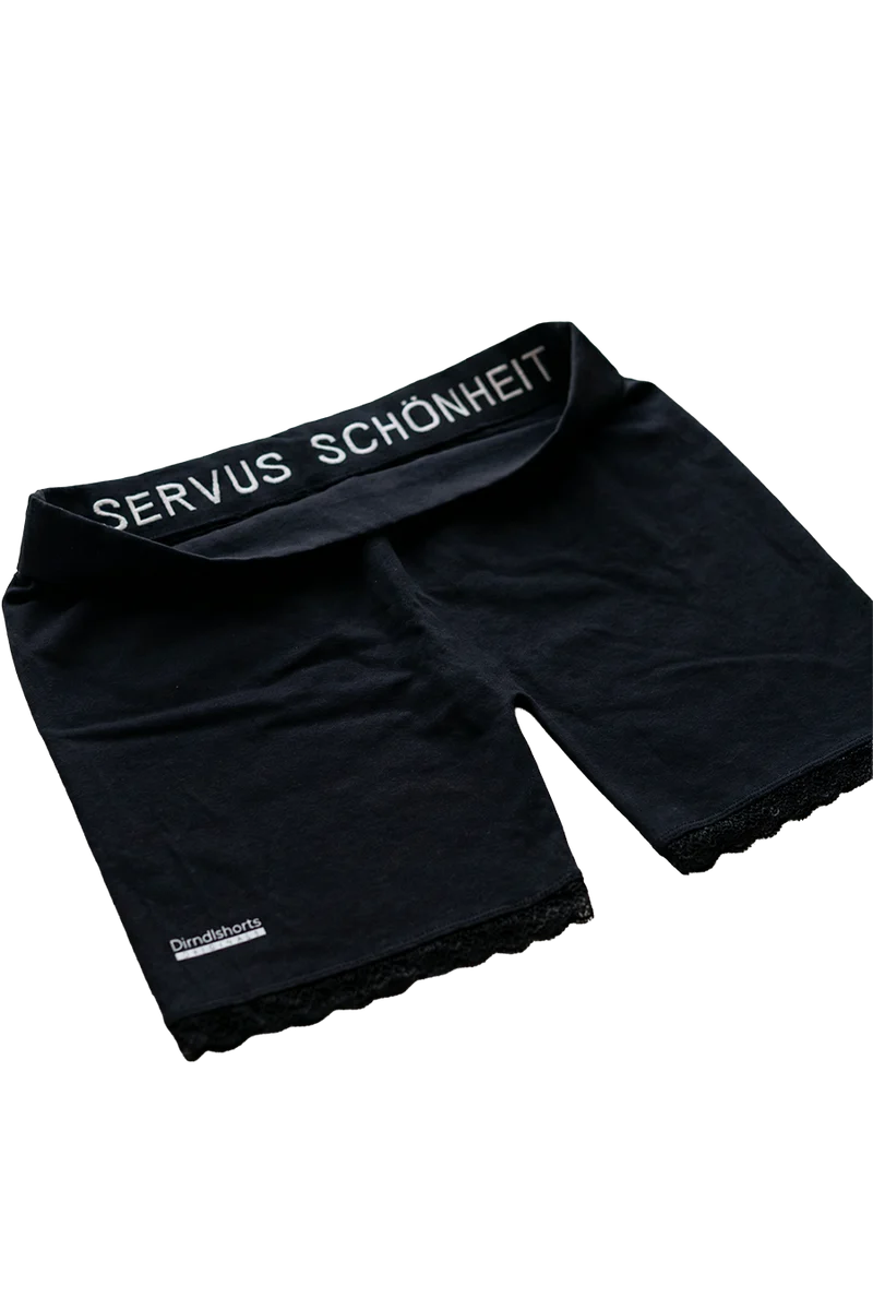 Damen Dirndlshorts mit Spitze - pure black