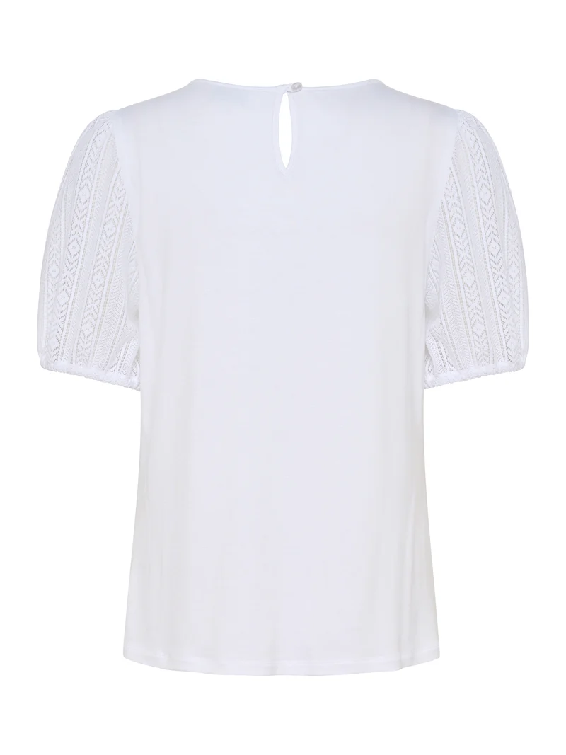 Feminines Viskose-Shirt mit Spitzenärmeln