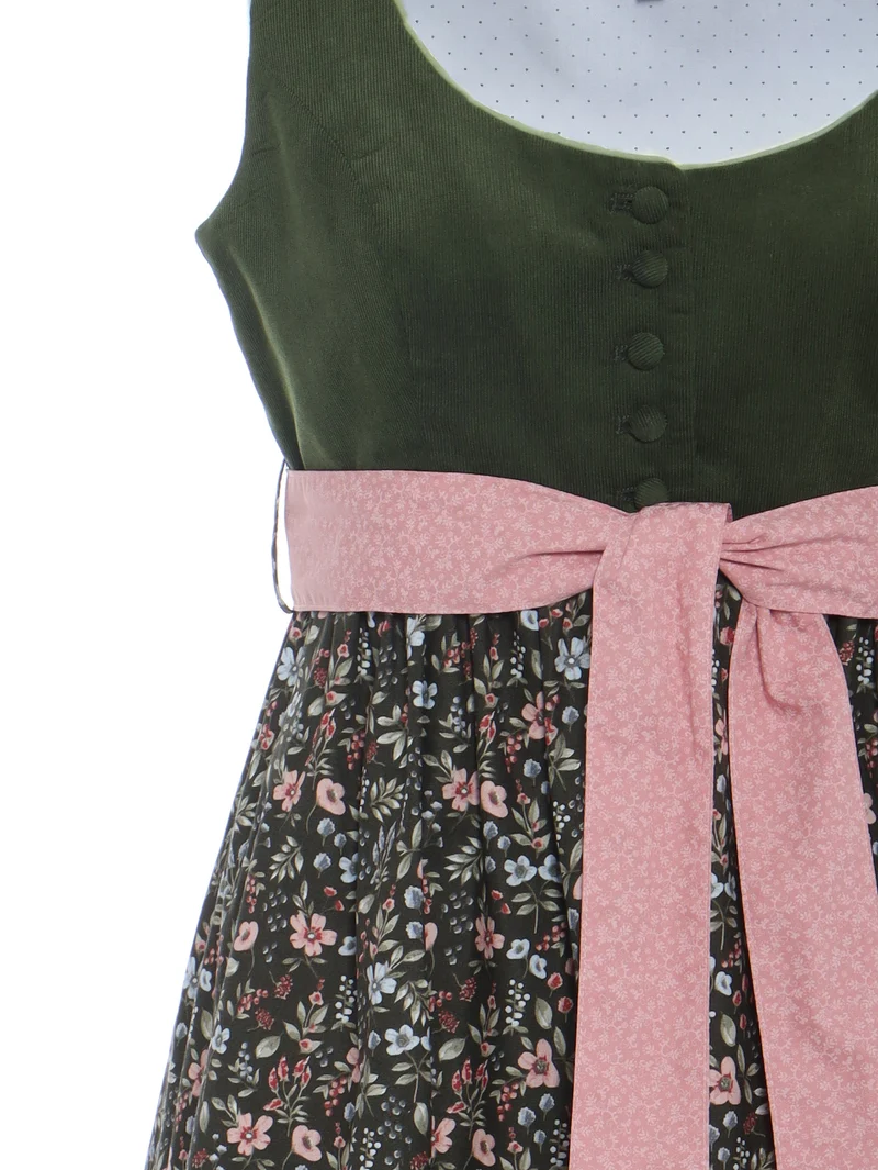 Umstandsdirndl mit Cord-Oberteil & geblümtem Rock