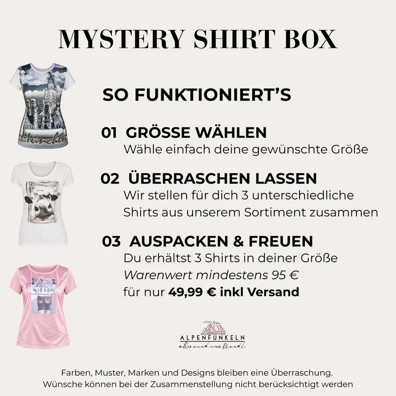 Mystery Box Set Damen Trachtenshirts - 3 Shirts in deiner Größe