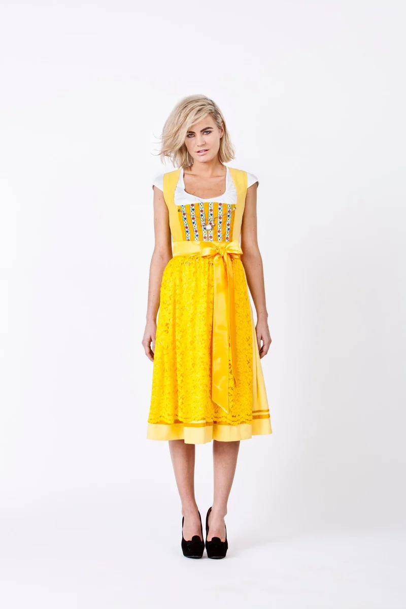 LEINEN DIRNDL TRADITIONAL GELB 90cm