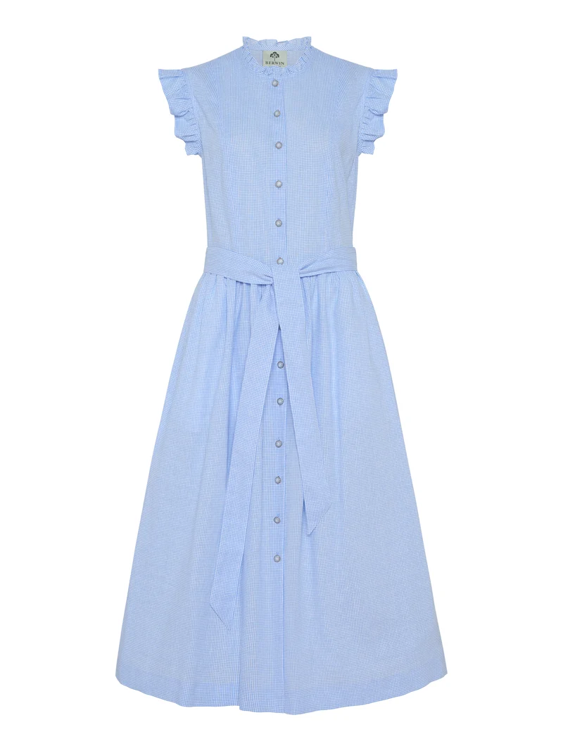 Ärmelloses Sommerkleid aus Vichykaro mit Rüschen