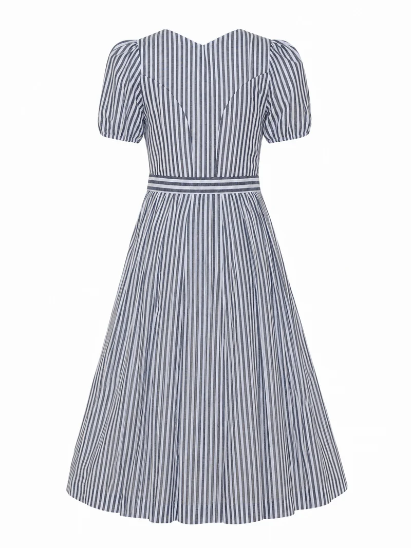 Leinendirndl mit Streifen-Mix und Puffärmeln
