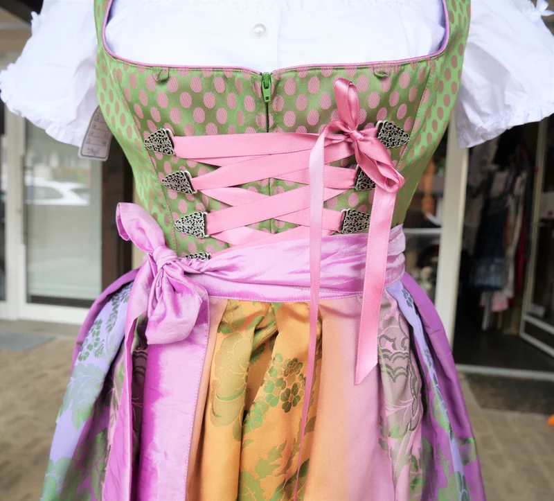 Dirndl Melega, Pam, Grün, lila, rosa Midi, Gr. 38/40