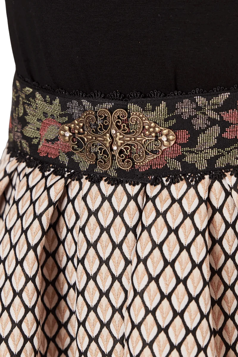 Trachten Rock Midi, Aenna, schwarz, beige, Krüger Collections, Gr. 42