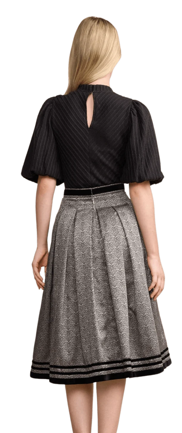 Trachten Rock Midi, Brook, silber, grau Krüger Collections 70 cm, große Größen