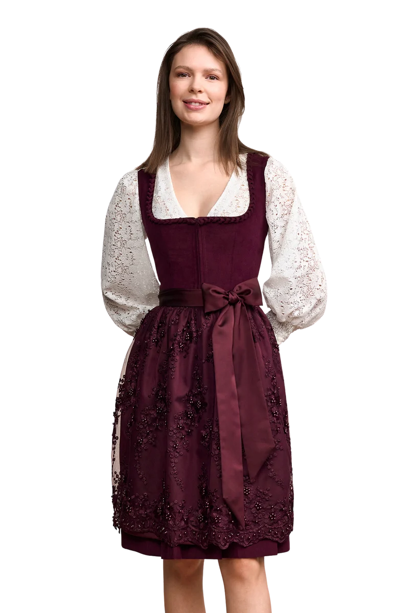 Dirndl Krüger Madl, Betty, 60 cm, bordeaux, pink