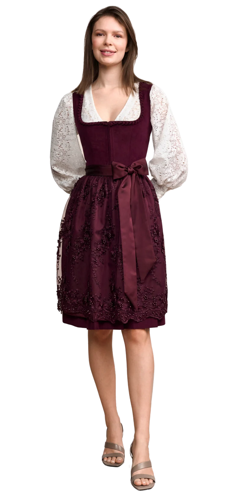 Dirndl Krüger Madl, Betty, 60 cm, bordeaux, pink