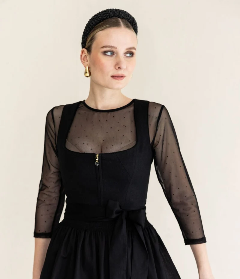 Dirndlbluse Alpenfee, Roxy, langarm, schwarz
