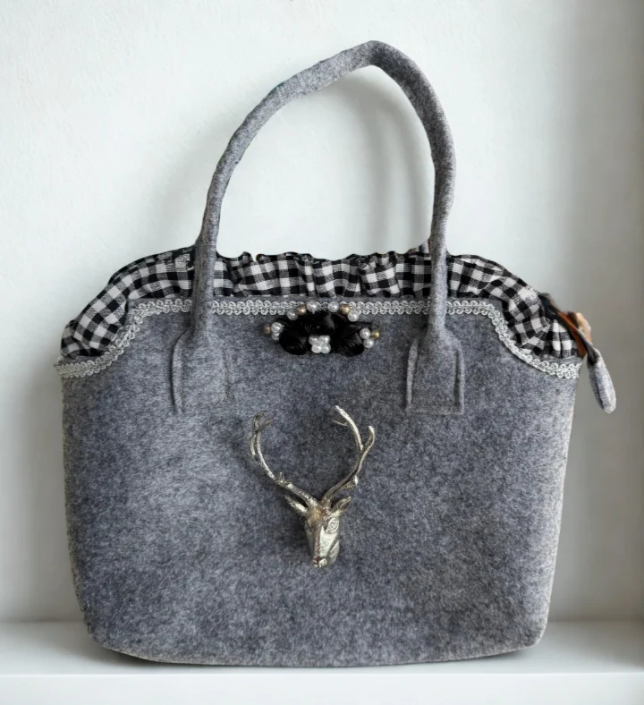 Handtasche, Filz, Ellersdorfer, Design, grau, Hirsch