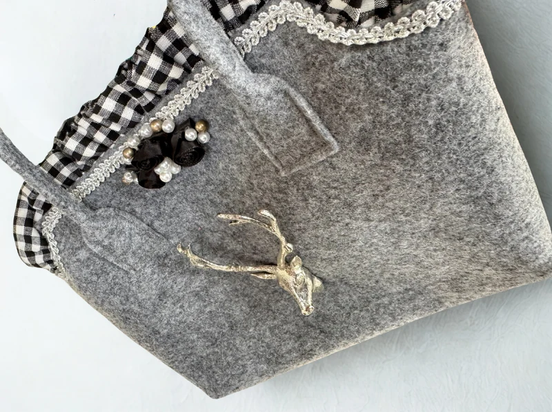 Handtasche, Filz, Ellersdorfer, Design, grau, Hirsch
