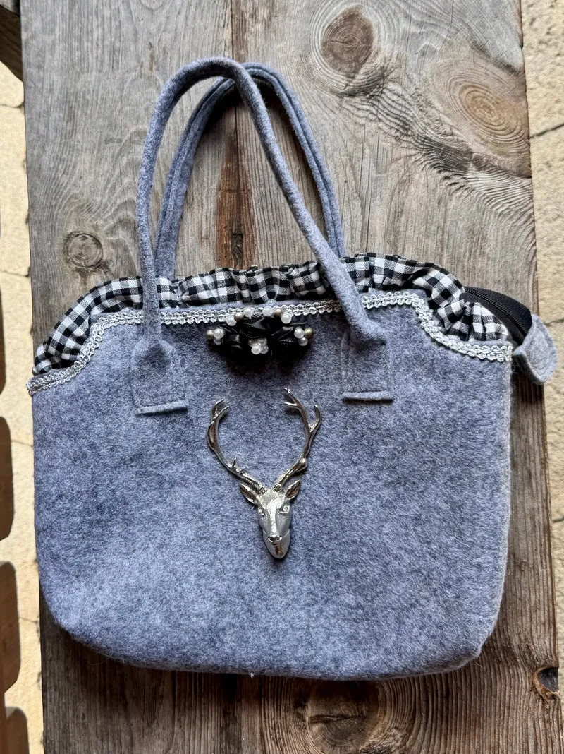 Handtasche, Filz, Ellersdorfer, Design, grau, Hirsch
