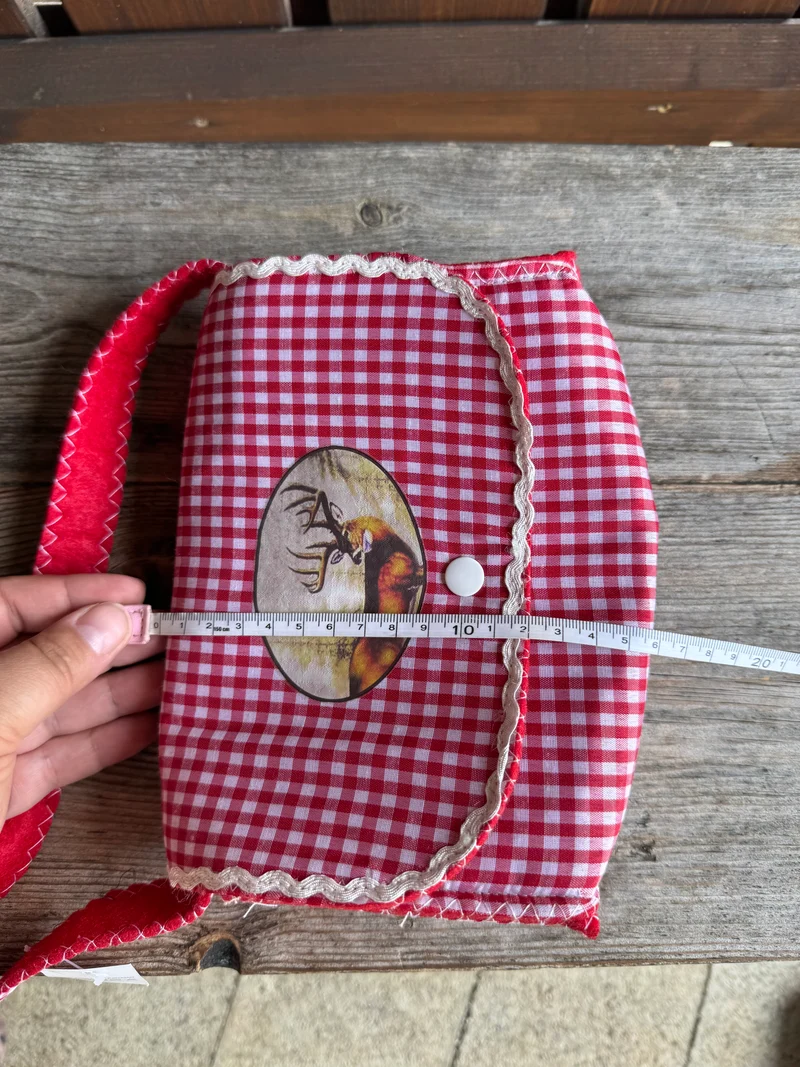 Handtasche, Umhängetasche, kariert, Trachtentasche, Filz, rot