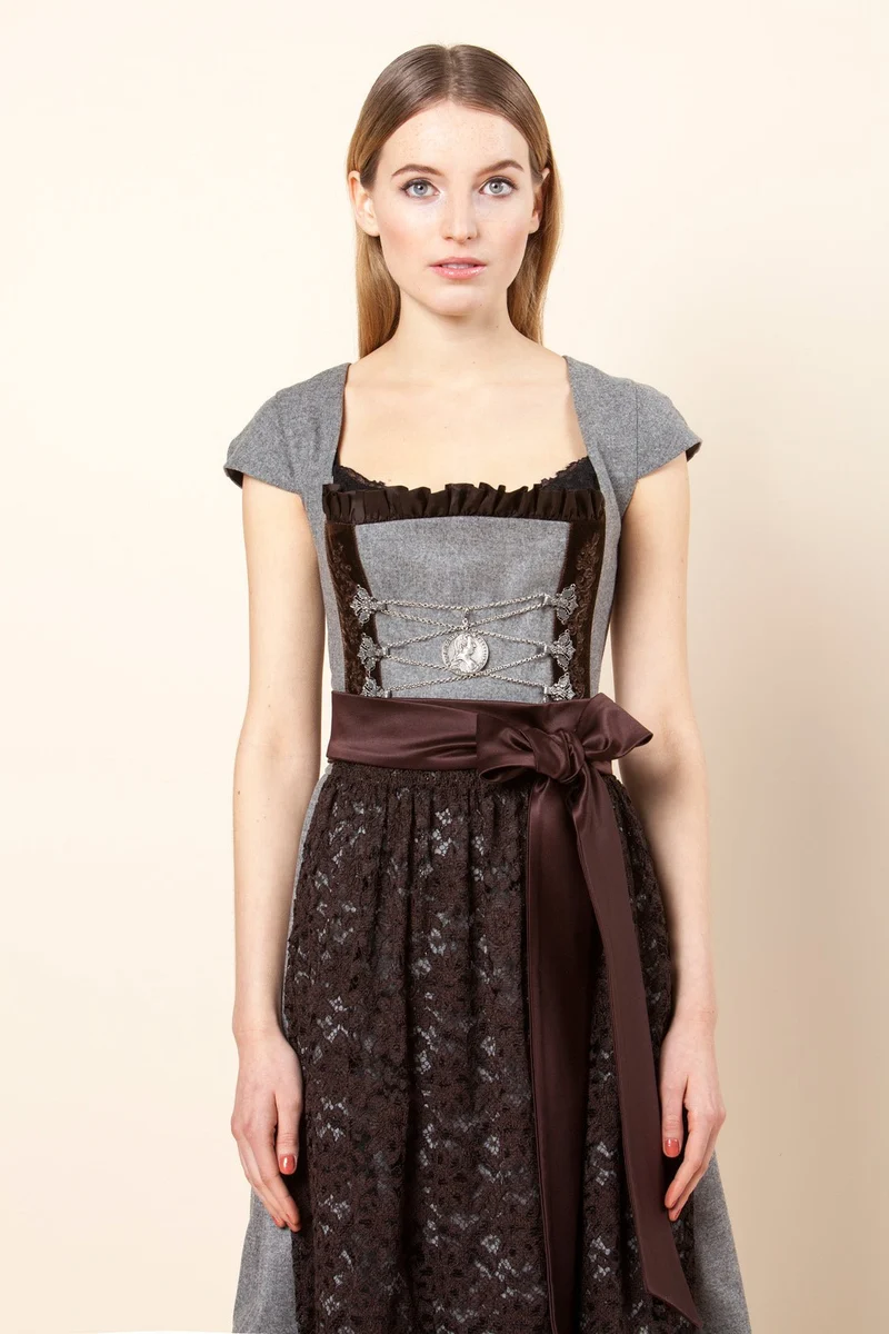 DIRNDL LODEN GRAU/BRAUN