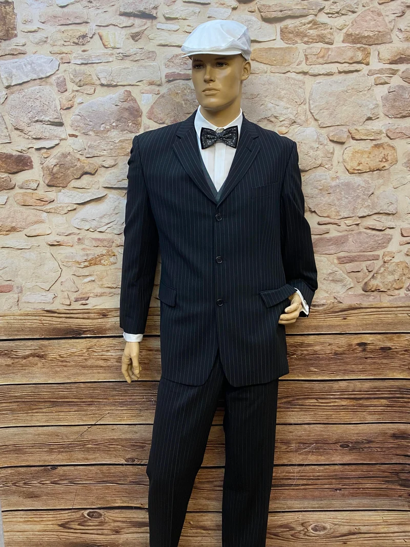 20er Jahre Herren Outfit Gr. 52 Nadelstreifen mit Weste