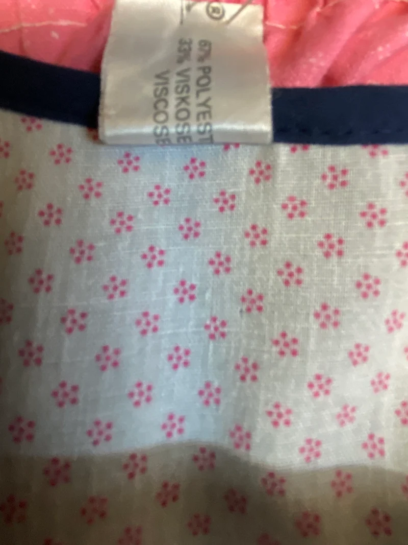 Vintage Dirndl Gr. 40 dunkelblau mit Rosenstickerei, Bluse & rosa Schürze