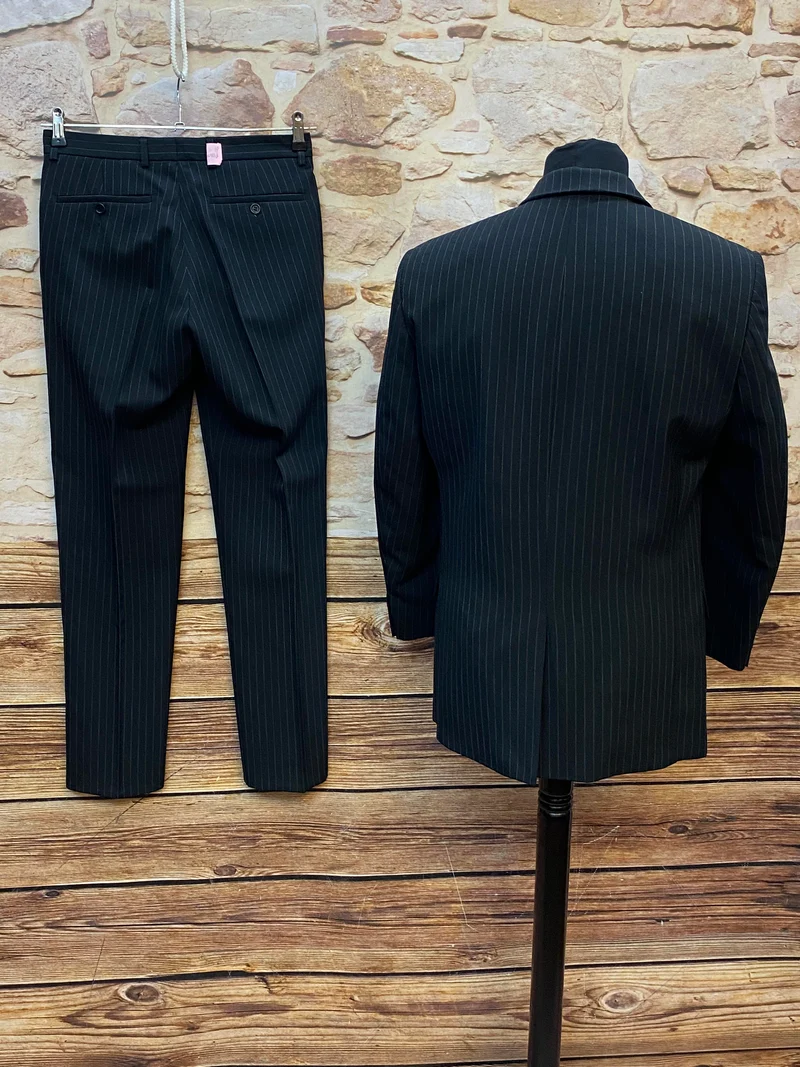 Vintage Nadelstreifenanzug Herren Gr. 46 – Schwarz – SincS