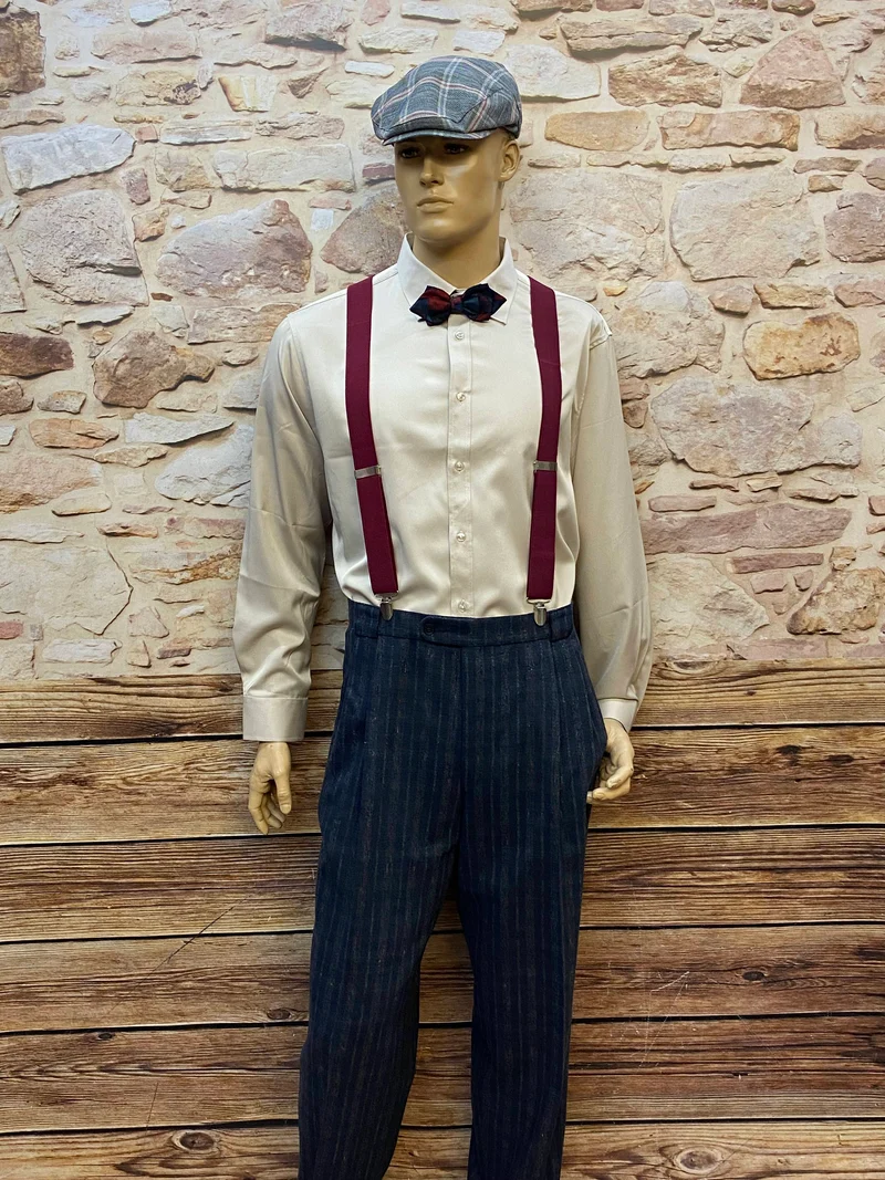 20er Jahre Herren Outfit Gr. 54 – Hosenträger, Bundfaltenhose & Schiebermütze