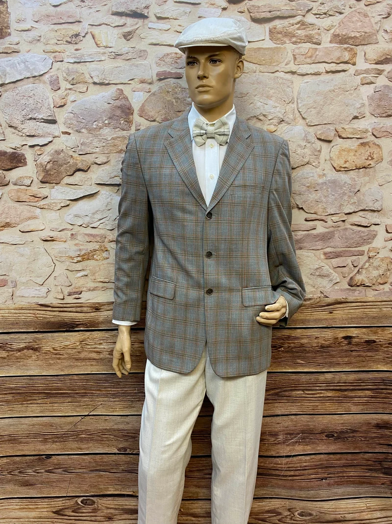 20er Jahre Herren Outfit Gr. 50 – Karo Sakko Creme