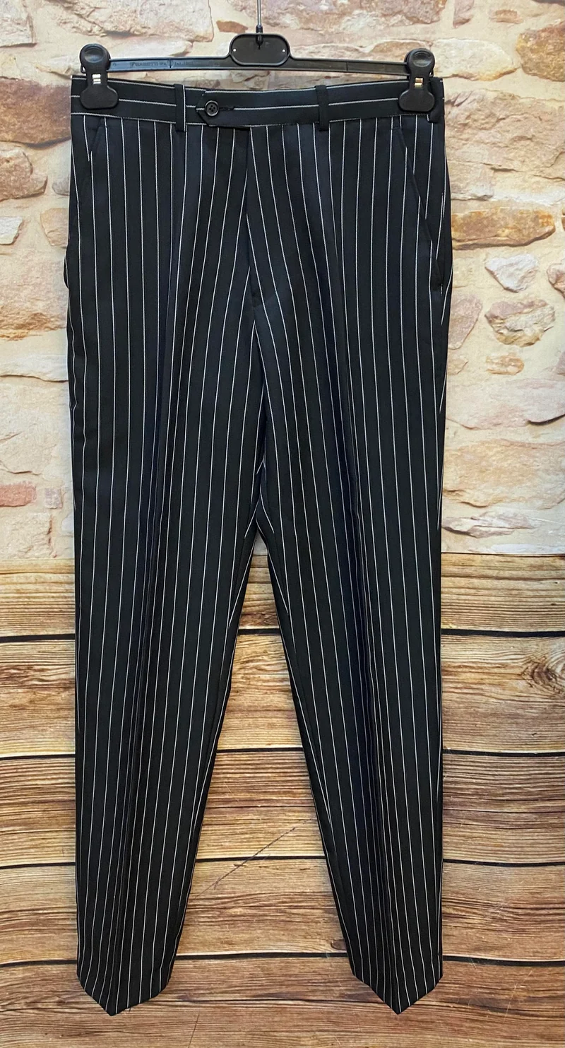 20er Jahre Herren Outfit Gr. 90 – Nadelstreifen Schwarz-Weiß