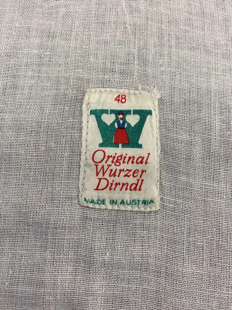 Vintage Dirndl Gr. 46/48 Dunkelblau bestickt mit Bluse & rosa Spitzenschürze