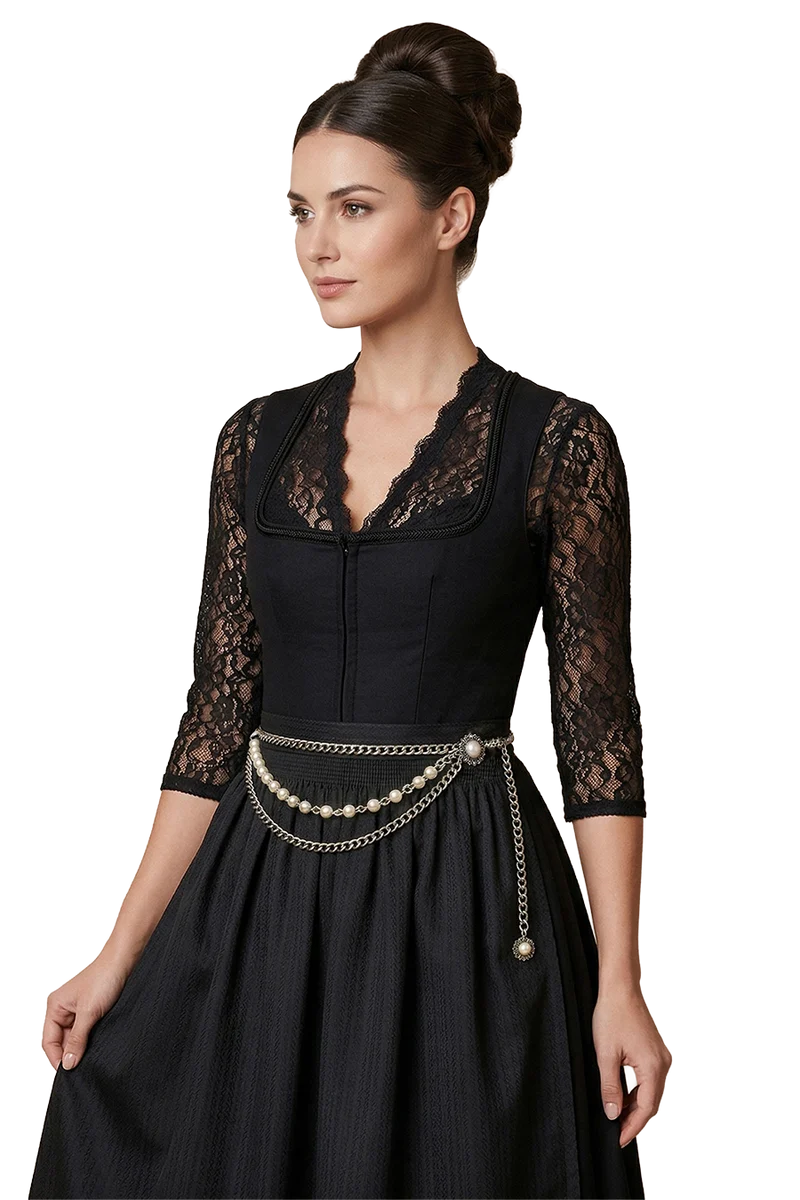 Damen Trachten Kettengürtel mit Perlen - silber