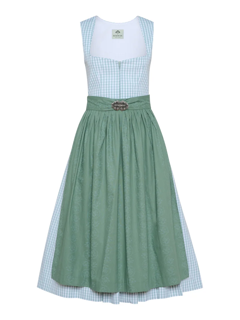 Vichykaro-Dirndl mit Streifen-Schürze