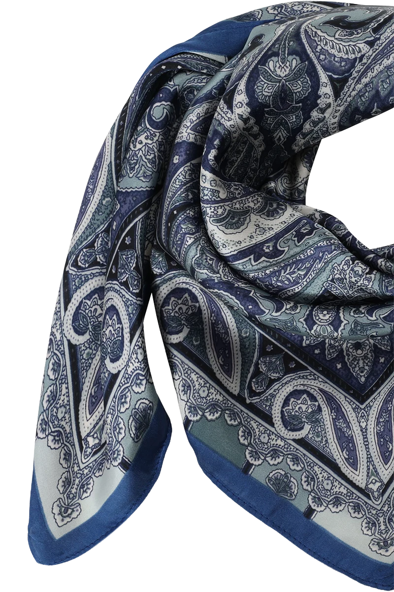 Damen Trachtentuch mit floralem Paisleymuster- azur/midnight