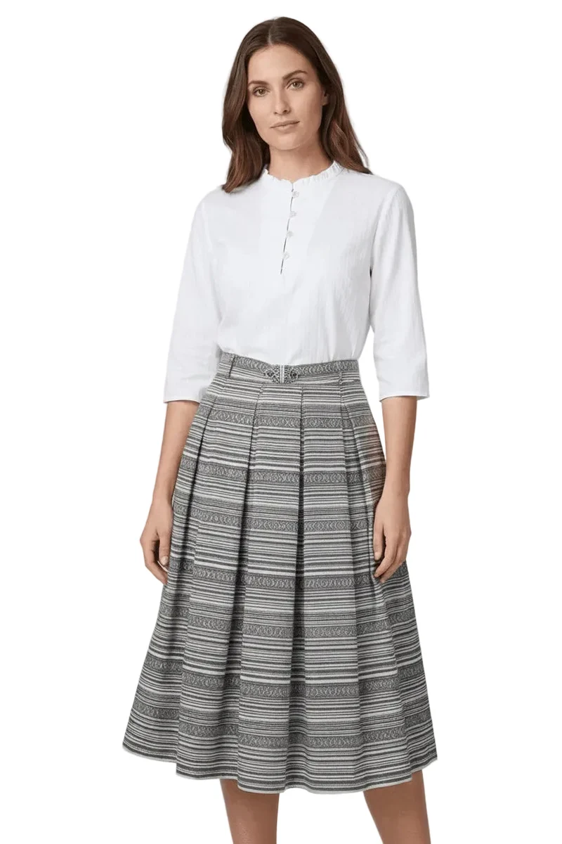 Quergestreifter Jacquard-Rock mit Kellerfalten