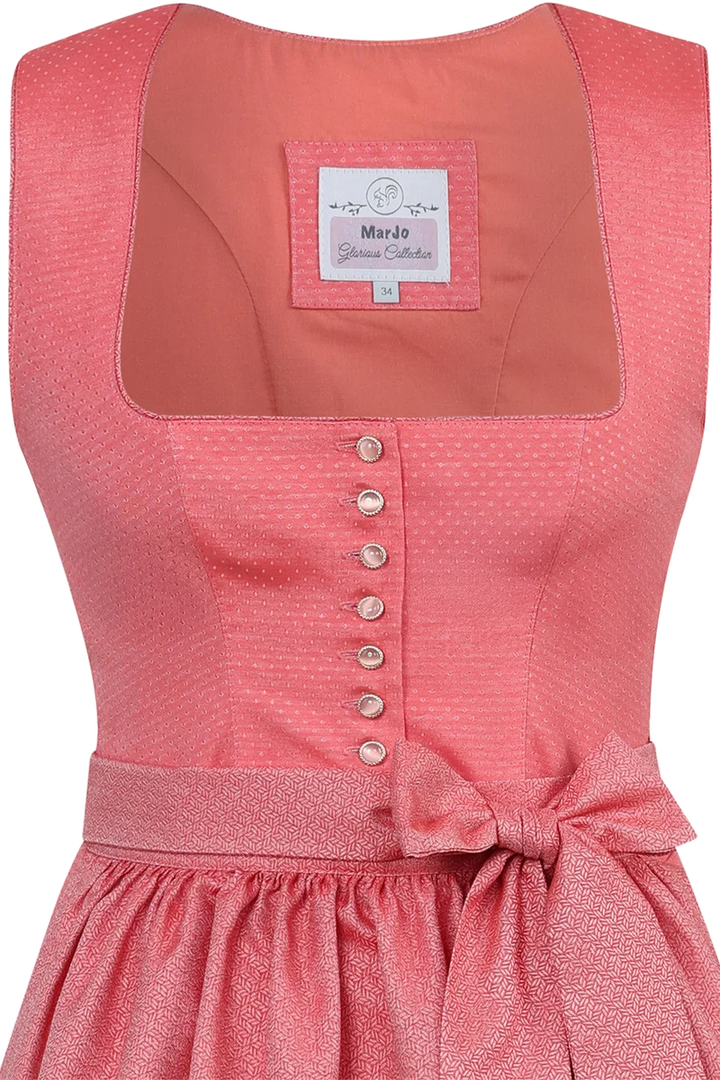 Midi-Dirndl mit Pünktchenmuster - koralle
