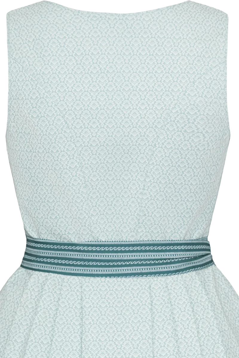 Midi-Baumwolldirndl mit Perlmuttknöpfen - türkis